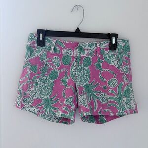 Lilly Pulitzer Tropical Floral Shorts Pink Green Size 0